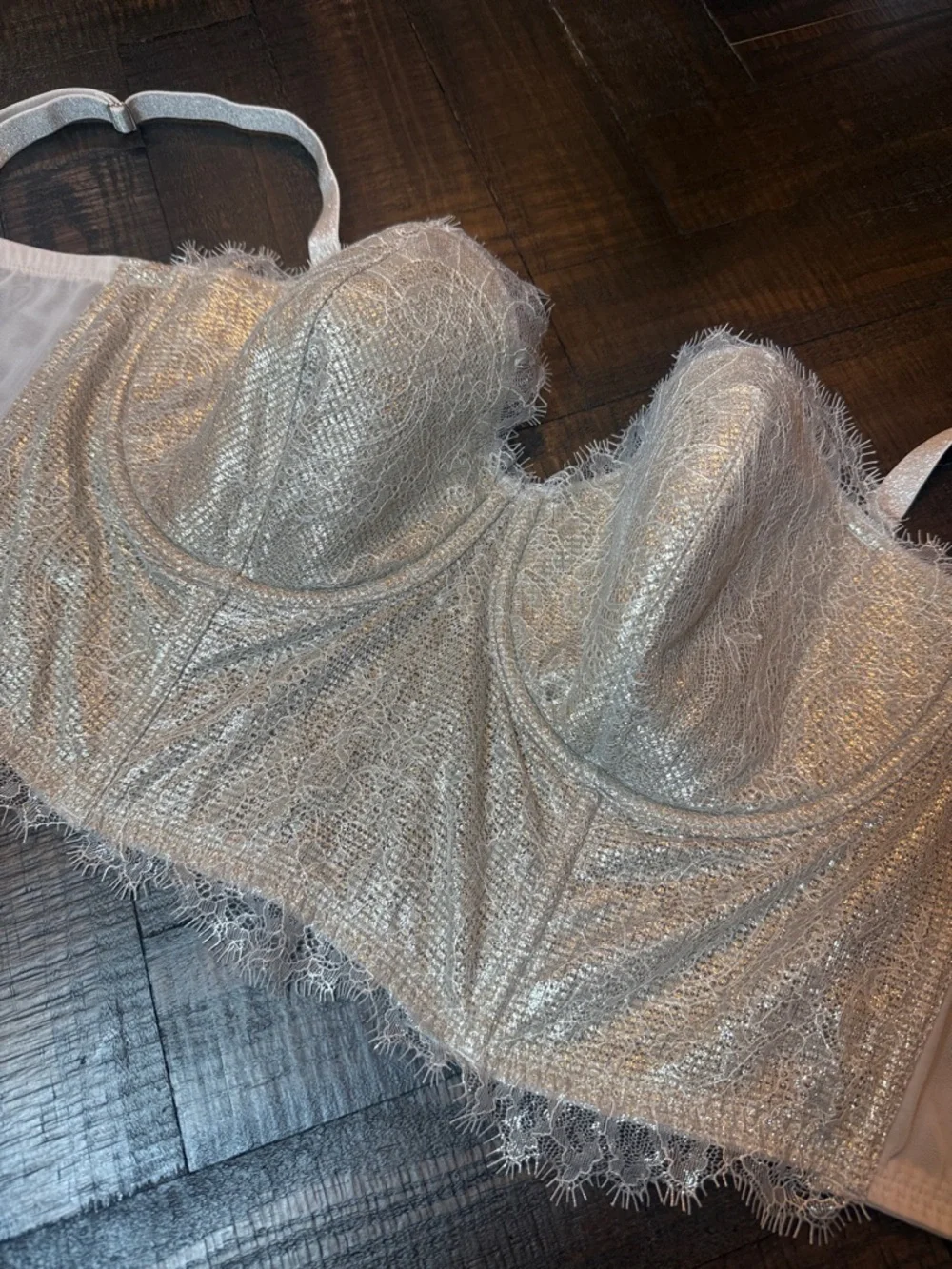 Victoria’s Secret Dream Angels Metallic Lace Bustier 36DD Corset Festival Top - Picture 5 of 13